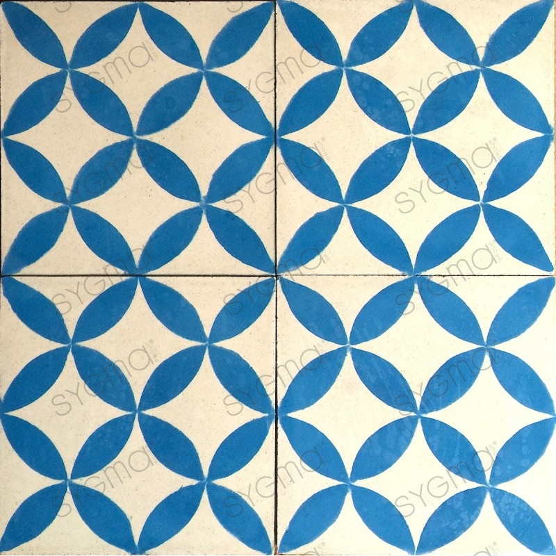 verdadero mosaico cemento para baño y cocina SAMPA-azul