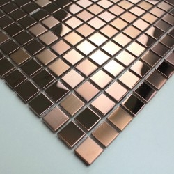 Mosaico in acciaio inox per cucina e bagno colore rame modello FUSION CUIVRE