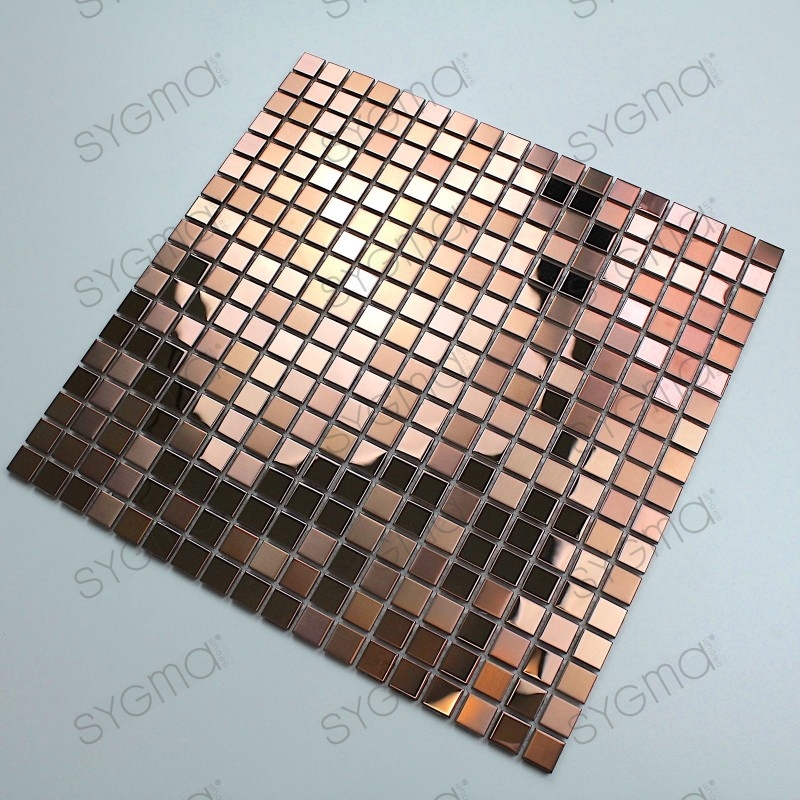 Mosaico de acero inoxidable para cocina y baño color cobre modelo FUSION CUIVRE
