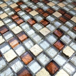 Glass mosaic tile and stone for bathroom Otika