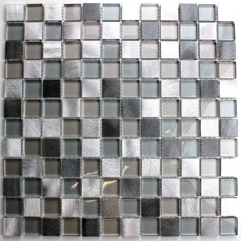 Carrelage mosaique salle de bain et douche en aluminium et verre HEHO