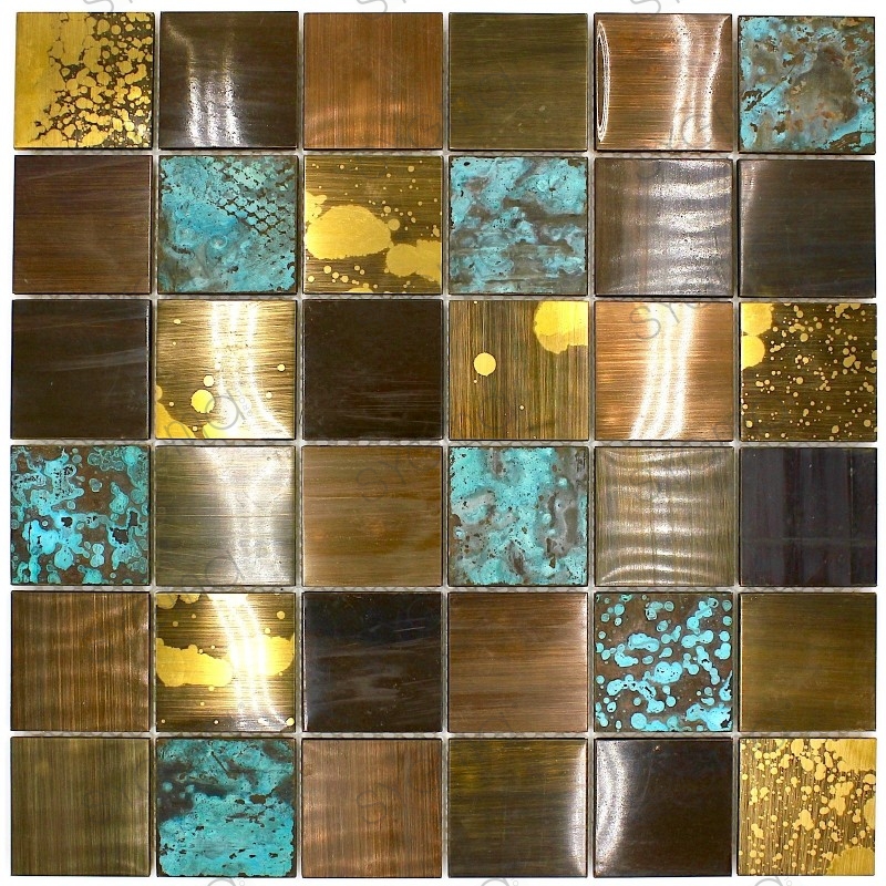 pavimentazione acciaio inossidabile bronza mosaico rama muro cucina e bagno velvet