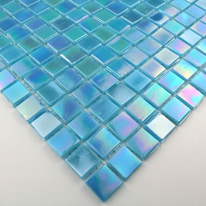 mosaico muestra suelo y pared de vidrio modelo mv-rainbowazur