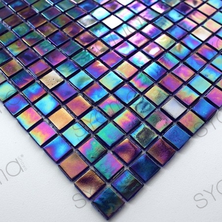 muestra suelo y pared mosaico azulejo de vidrio mv-rainbow-petrol