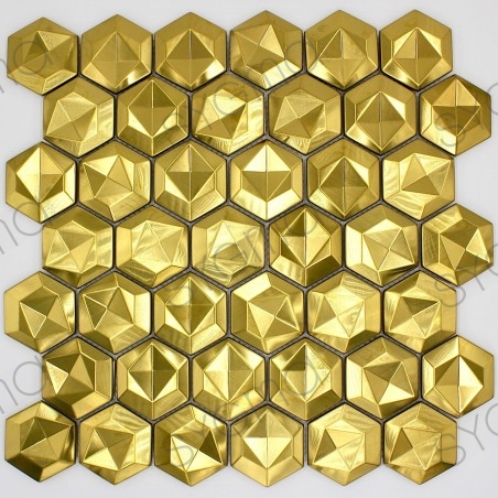 Mosaikstahl gefliestes Metall für Küchenwand und Badezimmer Kamin Gold
