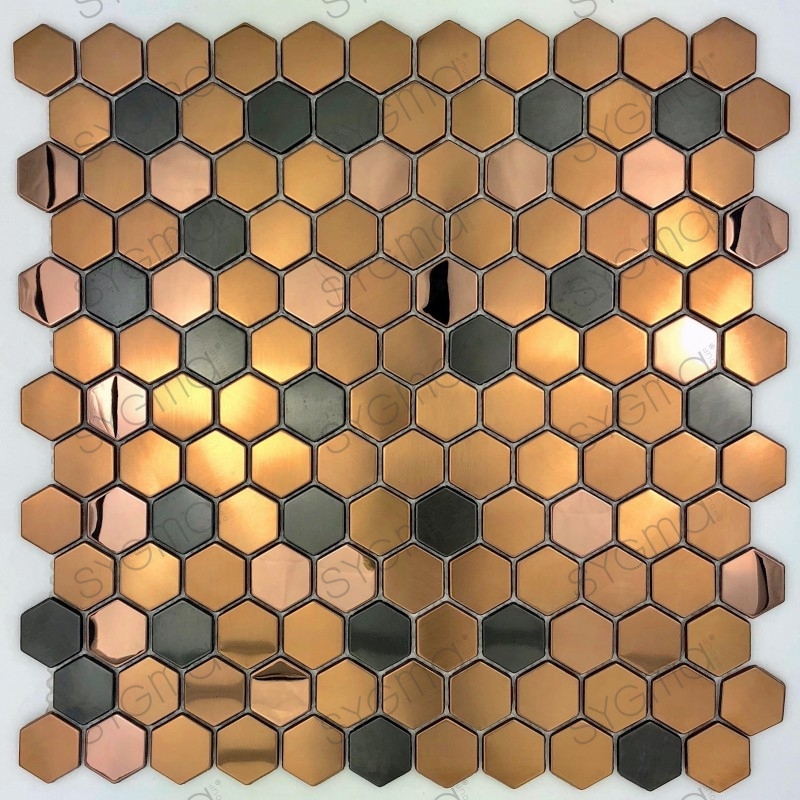 Carrelage hexagon inox pour sol et mur douche et salledebain modele DUNCAN
