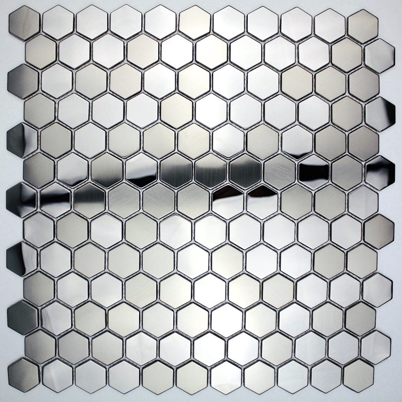mosaico de metal hexagonal espelho e escovado parede e cozinha chão in-yuri