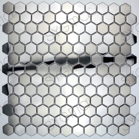 mosaico de metal hexagonal espelho e escovado parede e cozinha chão in-yuri