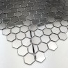hexagonal metal mosaic mirror and brushed kitchen backsplash in-yuri