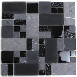 Azulejo de baño y cocina mosaico negro mvp-shadow