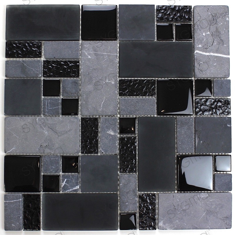 Piastrella per bagno e cucina in mosaico nero mvp-shadow