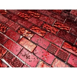 mosaic glass tile and stone metallic brique rouge