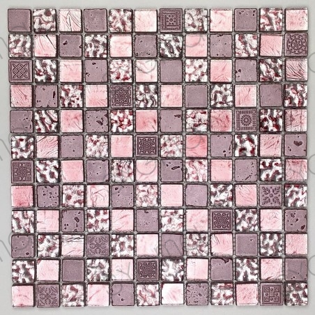 mosaic glass tile and stone Alliage Rose