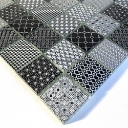 Azulejo de vidrio patrón negro cocina de pared y baño mv-salax