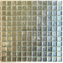 Azulejo mosaico de vidrio plateado para pared mv-hedra-argent