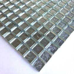 telha de mosaico de vidro de prata para a parede mv-hedra-argent