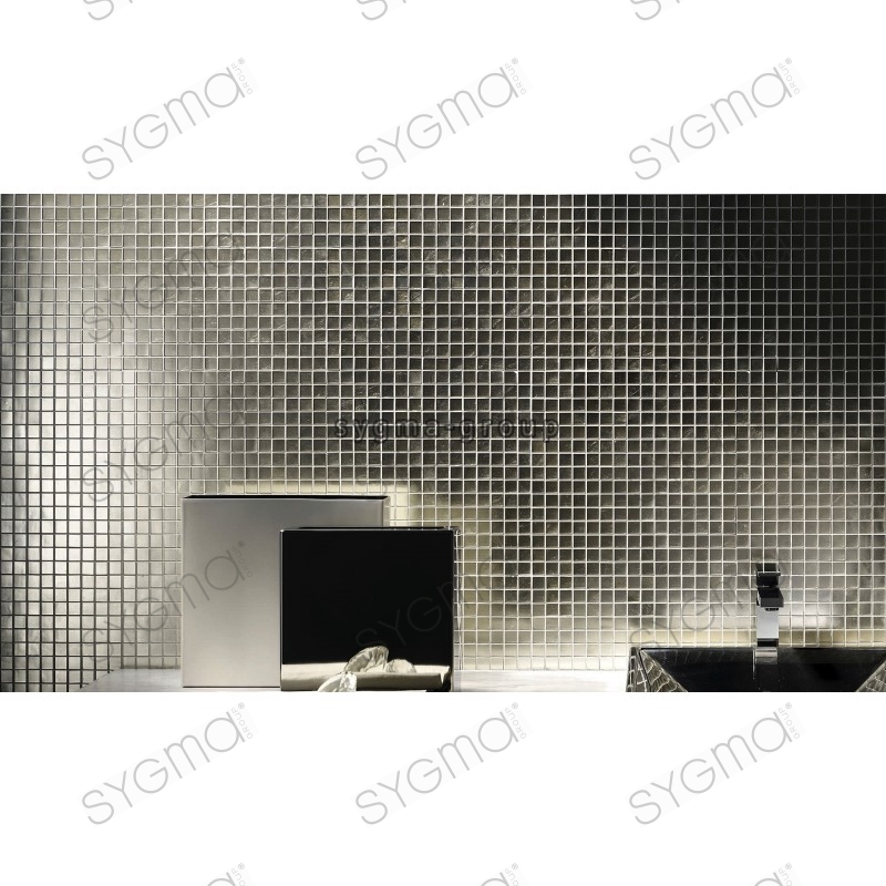 zilveren glazen mozaïektegel voor muur mv-hedra-argent