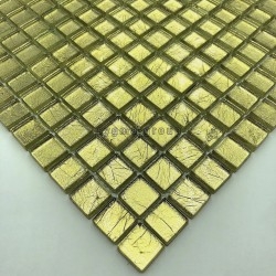 Mosaikfliese Glasblatt Goldfarbe für Wand Modell HEDRA OR