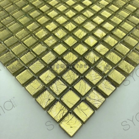 Mosaic tile glass leaf gold color for wall model HEDRA OR