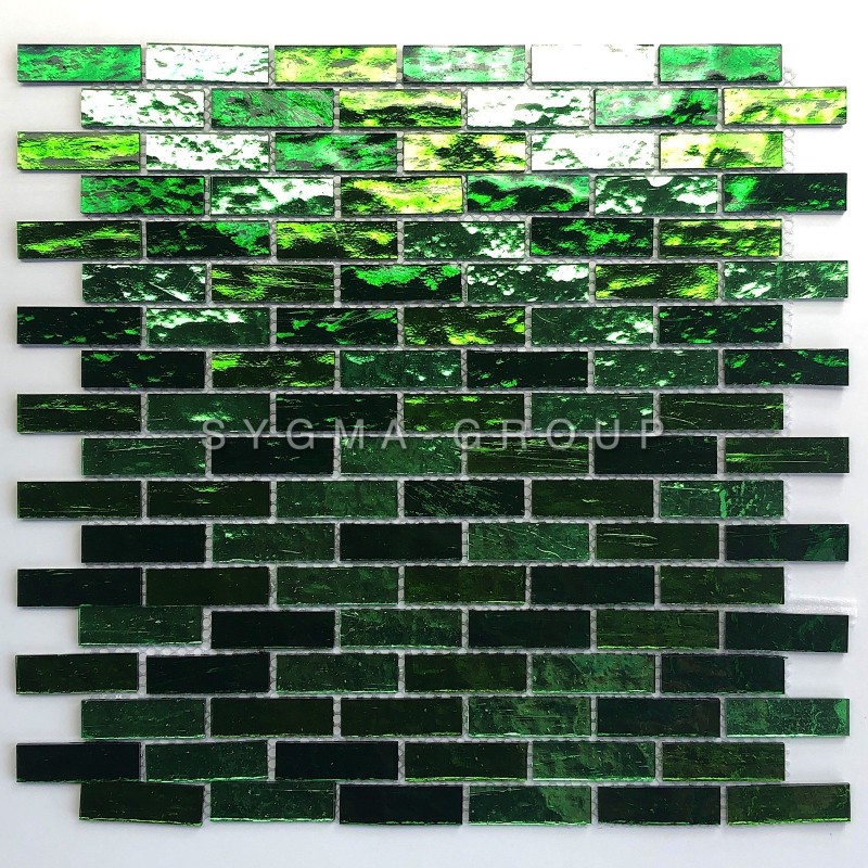 mosaique en verre pour mur de cuisine ou salle de bains modele LUMINOSA VERT