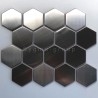 hexagonal metal mosaic brushed kitchen backsplash Kiel