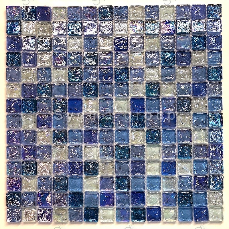 Mosaique bleu pour mur et sol en verre Arezo Cyan