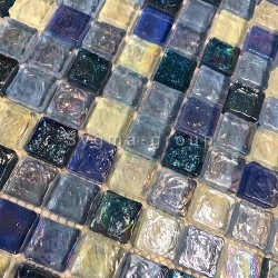 Mosaique bleu pour mur et sol en verre Arezo Cyan