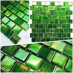 Sample tiling and glass mosaic bathroom and kitchen drio vert