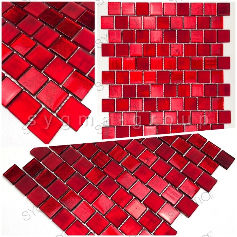 échantillons carreaux mosaique pour salle de bains et cuisine au mur drio rouge