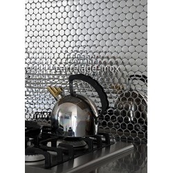 carreaux de mosaique effet miroir en acier inoxydable pour mur de cuisine et mur de salle de bain SORA