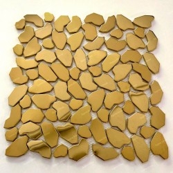 Carrelage Mosaique en metal doré pour mur ou sol de douche et salle de bains Syrus Gold