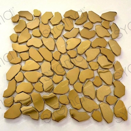 Pebble Gilded metal mosaic tile for wall or floor of shower and bathroom Syrus Gold