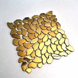 Carrelage Mosaique en metal doré pour mur ou sol de douche et salle de bains Syrus Gold