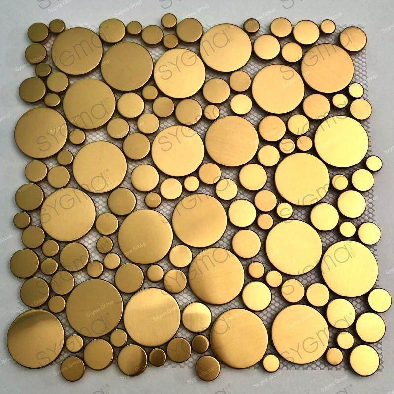 Runde goldfarbene Mosaikfliesen für Boden und Wand aus Edelstahl Modell  FOCUS OR
