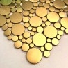 Gold coloured round mosaic tiles for floor and wall in stainless steel Focus Or