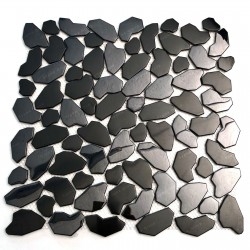 Zwart metalen mozaïek voor douche of badkamervloer in staal SYRUS NOIR