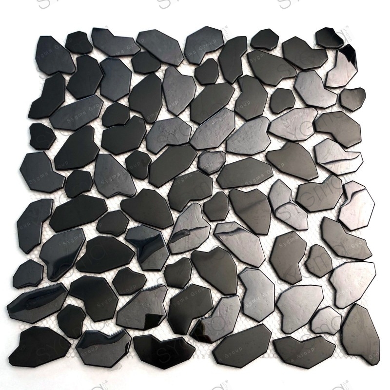 Mosaico de metal negro para el suelo de la ducha o el baño en acero SYRUS NOIR