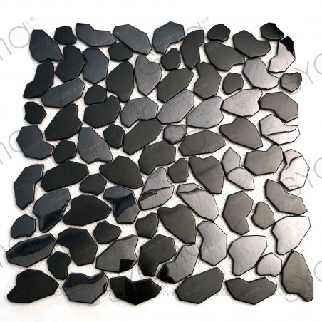 Schwarzes Metallmosaik für Dusch oder Badezimmerboden aus Stahl SYRUS NOIR