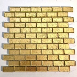 Azulejo malla mosaico hoja de vidrio color oro para pared TESSA OR