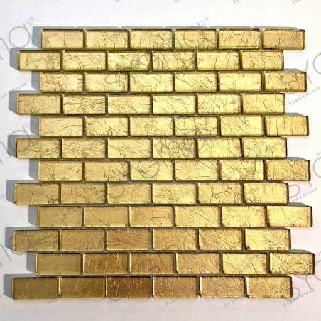 mosaic tile glass leaf gold color for wall TESSA OR