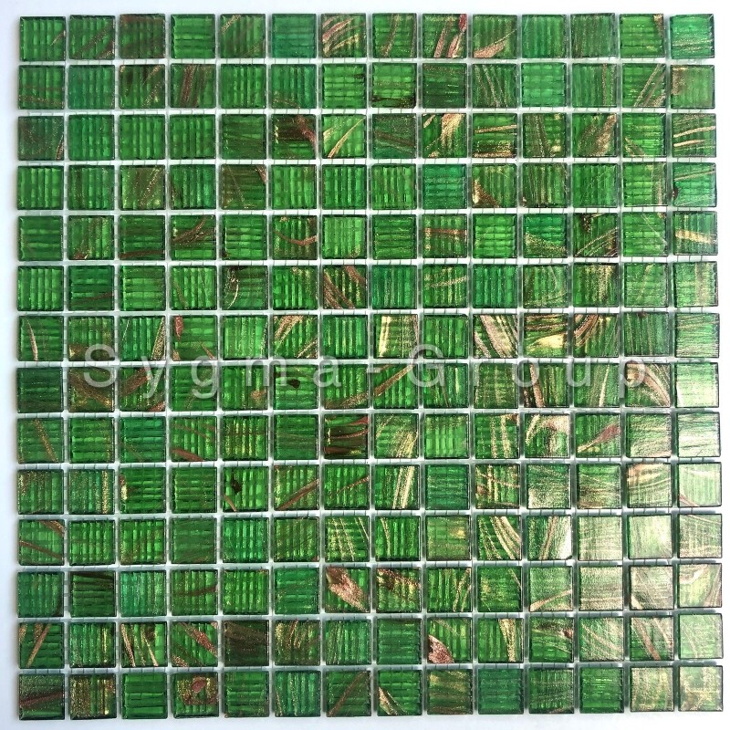 Glass mosaic for shower floor and wall in bathroom and kitchen Plaza Vert