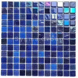 carrelage mosaique en verre bleu pour mur salle de bains et cuisine Habay Bleu