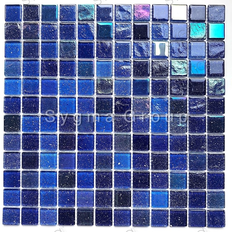 Blauw glazen mozaïek tegel voor badkamer en keukenwanden Habay Bleu