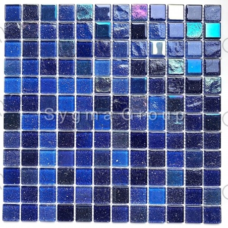 tessere di mosaico di vetro blu per le pareti del bagno e della cucina Habay Bleu