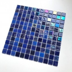 Malla mosaico de vidrio azul para las paredes del baño y la cocina Habay Bleu
