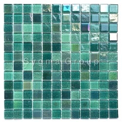 Green glass mosaic tile for bathroom and kitchen walls Habay Vert