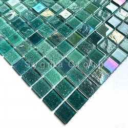 carrelage mosaique en verre vert pour mur salle de bains et cuisine Habay Vert