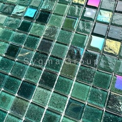 tessere di mosaico di vetro verde per le pareti del bagno e della cucina Habay Vert