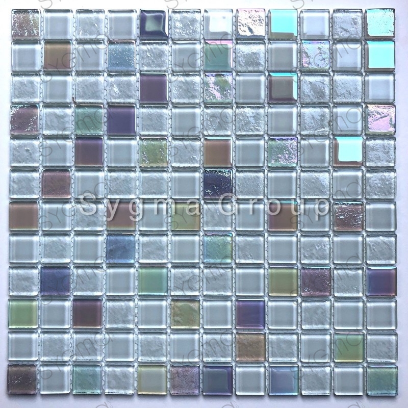 mosaico piastrelle di rete parete Crystal Mix azzurro mosaico di vetro traslucido trasparente 3d parete quadrato cucina bagno WC