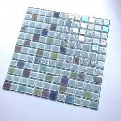 white glass tile mosaic for bathroom or kitchen Habay Blanc